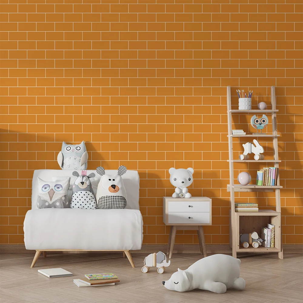 Papel de parede crianç | Parede de tijolo laranja acolhedora