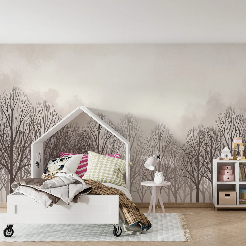 Papel de parede crianç | Pădure ceață cu arbori eleganți
