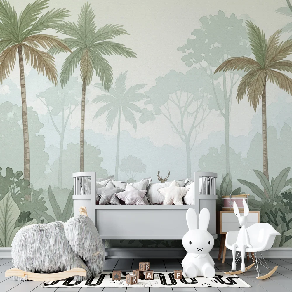 Papel de parede crianç | Pădure tropicală liniștită cu cerb