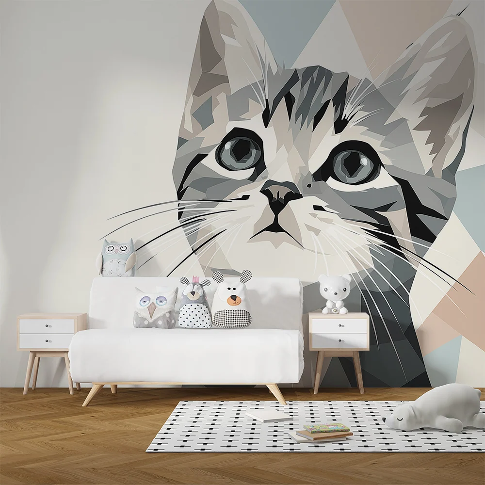 Papel de parede crianç | Portret modern al unui pisoi cu ochi expresivi