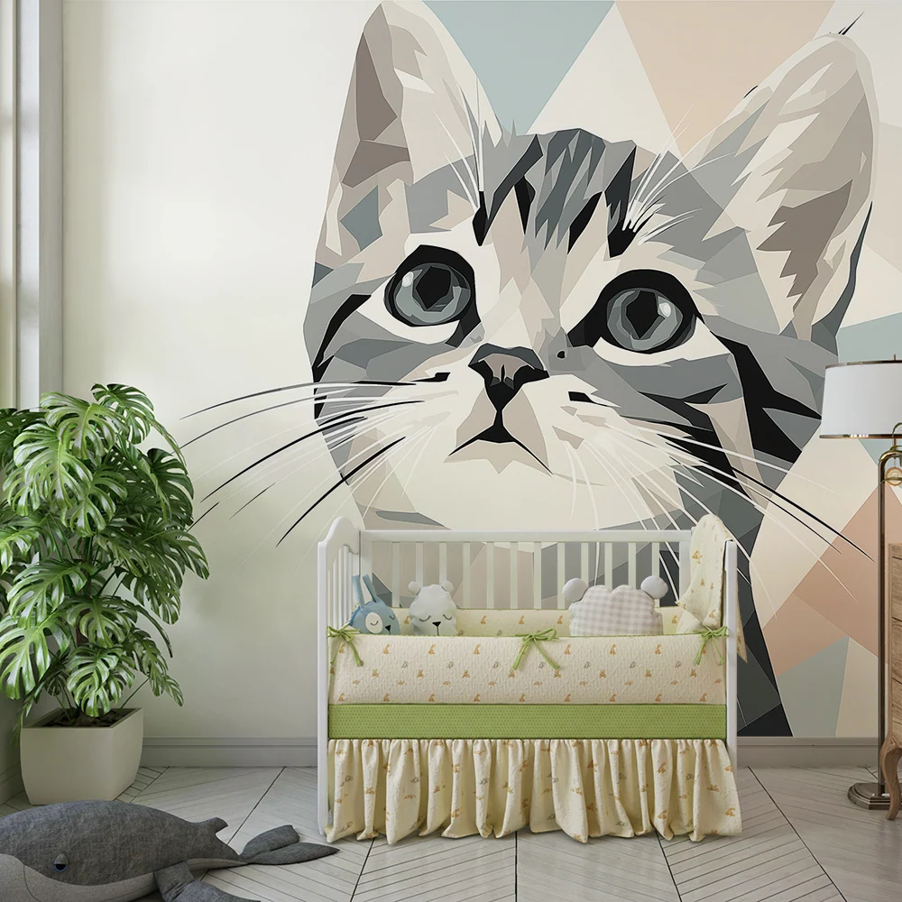Papel de parede crianç | Portret modern al unui pisoi cu ochi expresivi