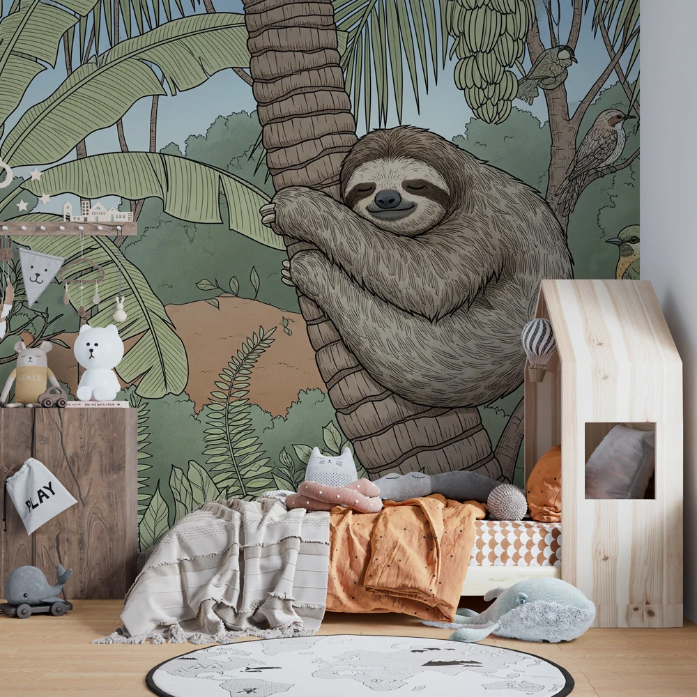 Papel de parede crianç | Preguiçoso e selva tropical
