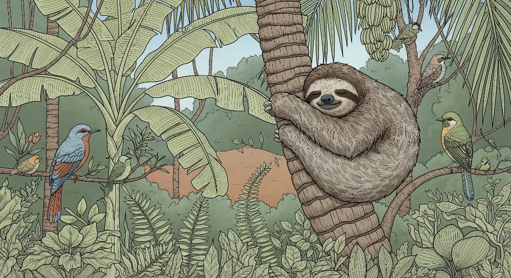 Papel de parede crianç | Preguiçoso e selva tropical