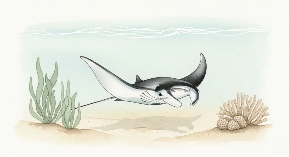 Papel de parede crianç | Raia manta no seu habitat marinho