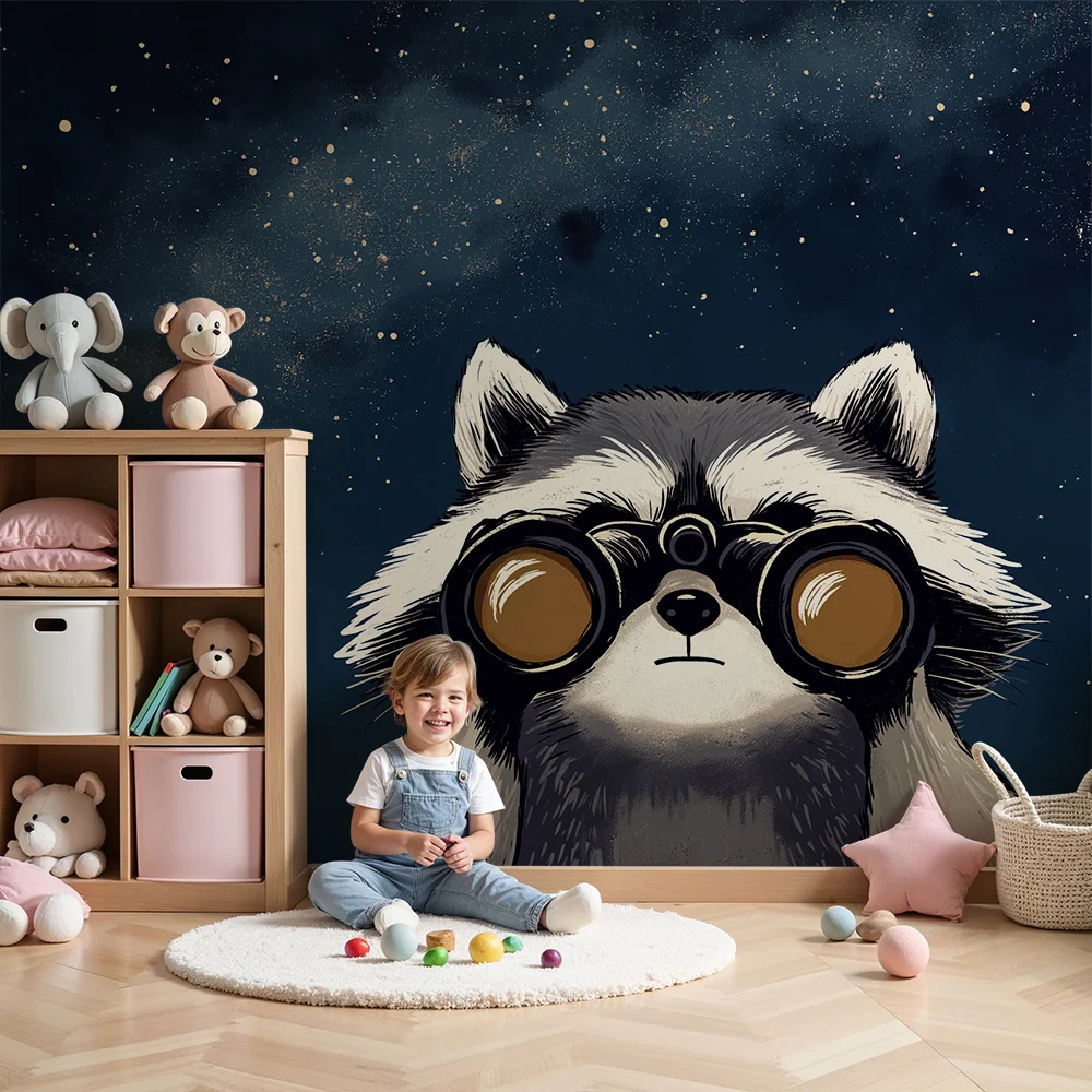Papel de parede crianç | Ratão lavador explorador sob as estrelas