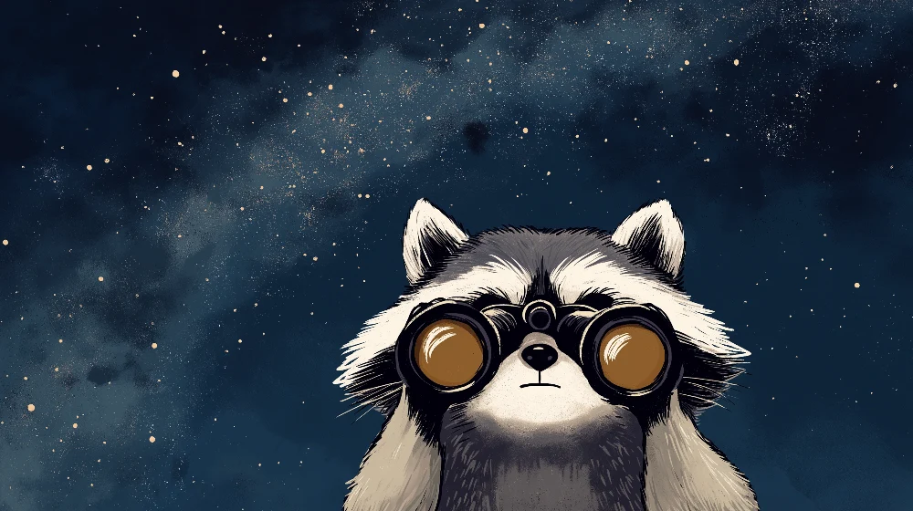 Papel de parede crianç | Ratão lavador explorador sob as estrelas