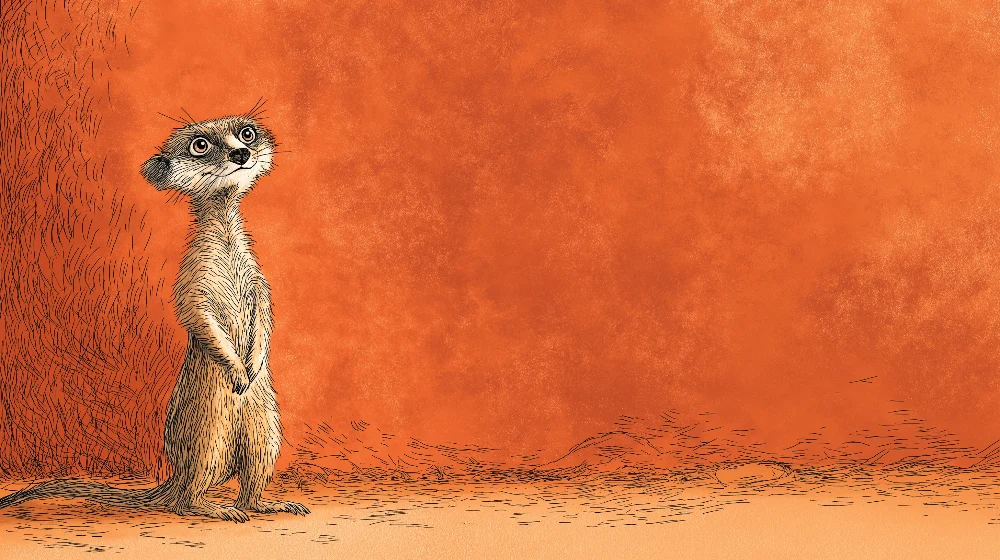 Papel de parede crianç | Suricata curiosa em fundo laranja
