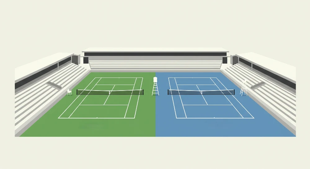 Papel de parede crianç | Teren de tenis stilizat cu tribune moderne
