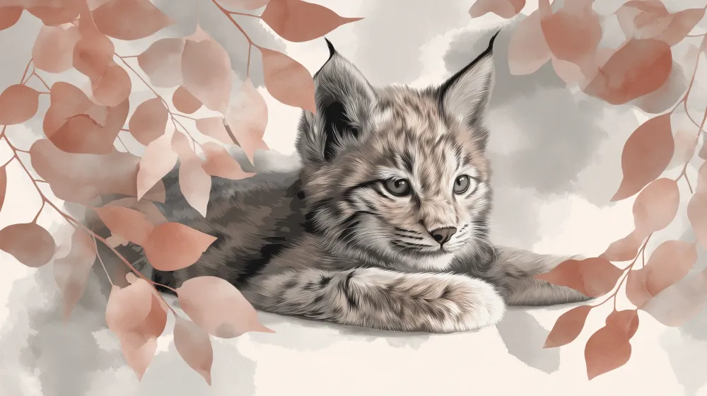 Papel de parede crianç | Tânărul lince printre frunze