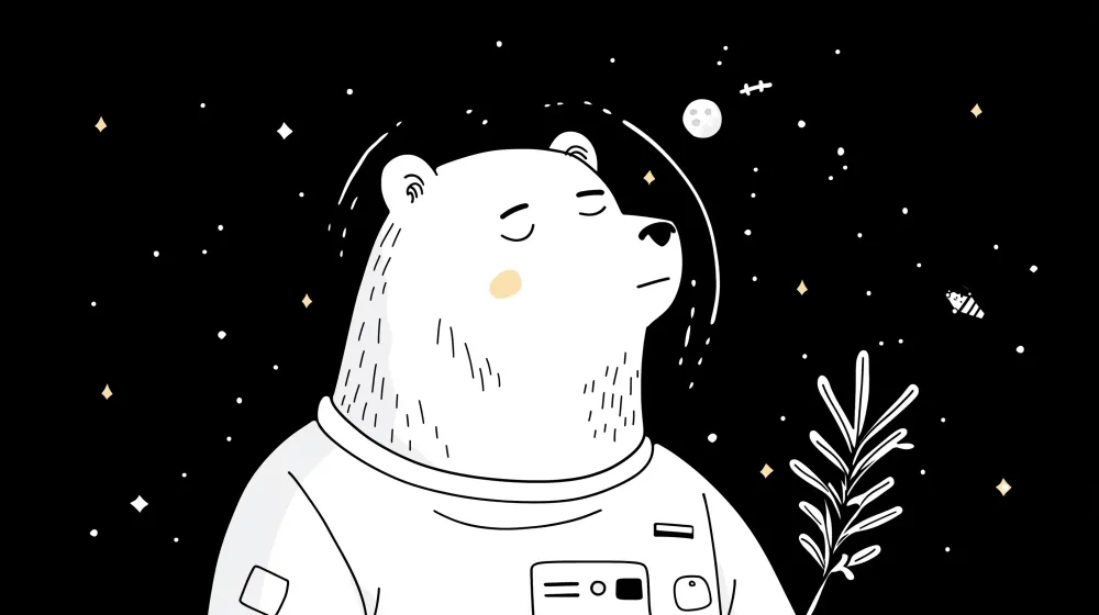 Papel de parede crianç | Urs astronaut în spațiul stelar