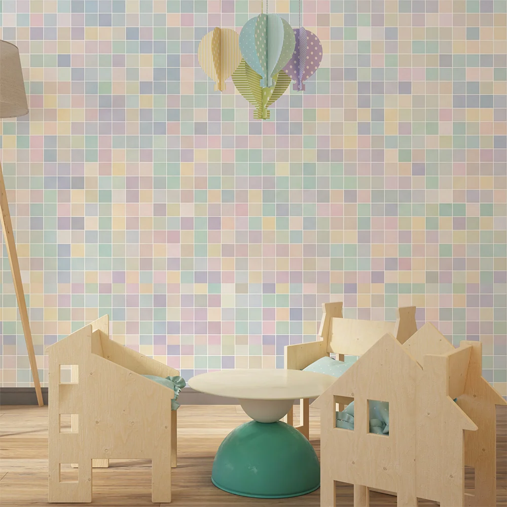 Papel de parede quarto bebê | Motiv mozaic moale și calmant