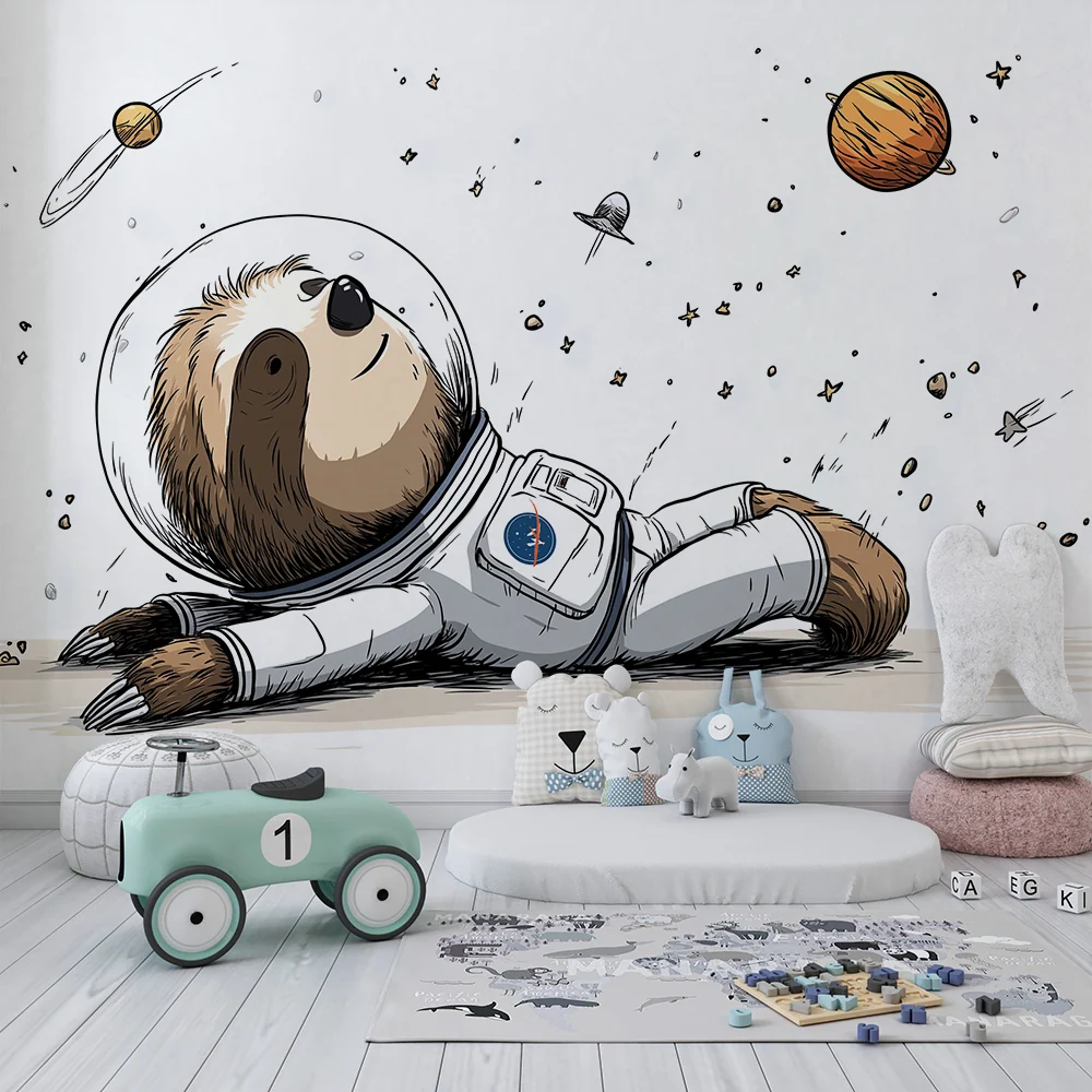 Papier de perete camera copil | Leneș astronaut plutind în spațiu