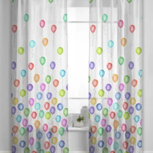 Perdea 534 CVK 3322/01, din natural, albă, imprimeu cu baloane colorate, model exclusiv