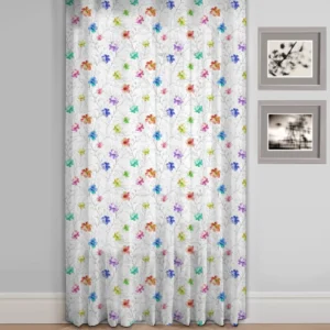 Perdea 534 CVK 4381/01, , fond alb cu model floral multicolor