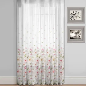 Perdea 534 CVK 4702/01, , fond alb cu model floral roz