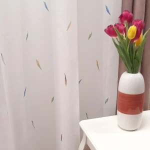 Perdea 534 CVK 4912/01, , fond alb cu model vegetal multicolor