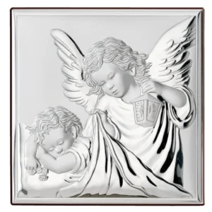 Pictura inger protector Suverani 18x18 laminat argintiu B2129