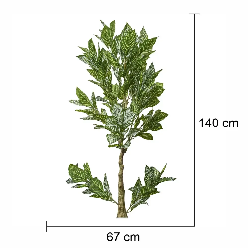 Planta artificiala, Aphelandra Squarrosa (Planta Zebra) fara ghiveci, Naimeed D5609, 140x67 cm, Verde