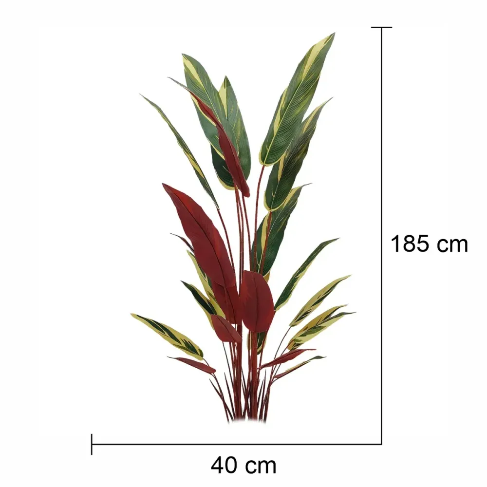 Planta artificiala, Stromanthe Sanguinea fara ghiveci, Naimeed D5618, 185x40 cm, Galben