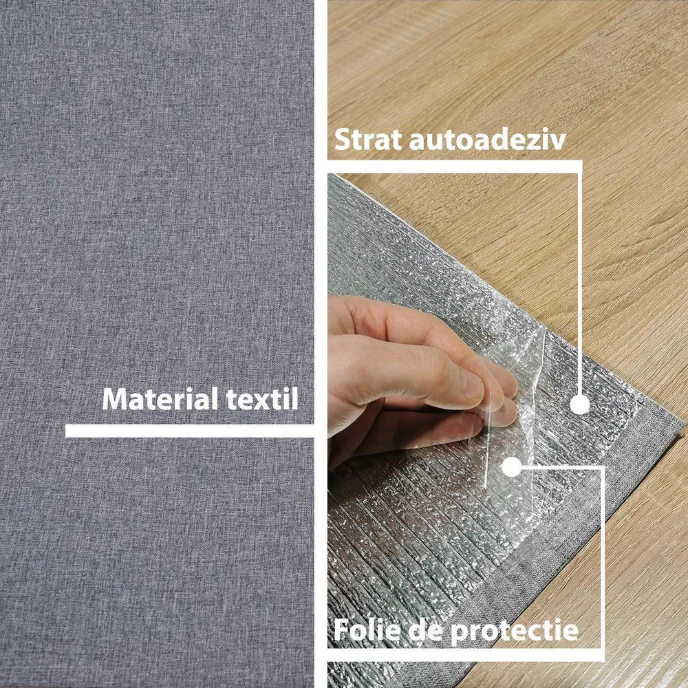 Rola tapet autoadeziv, panzat, 4mm grosime, Naimeed D5725, design elegant, termoizolant, 65x280cm, Gri