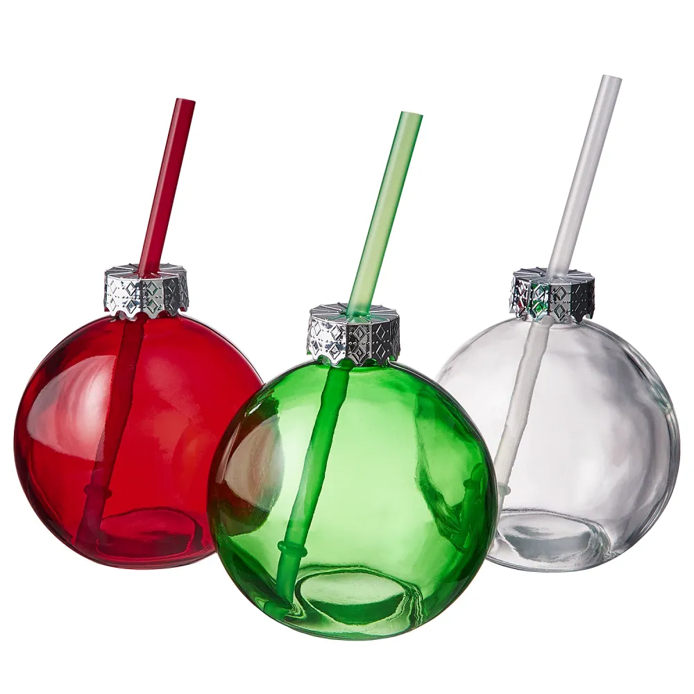 SANTA'S BUBBLE glob sticla cu pai, transparent