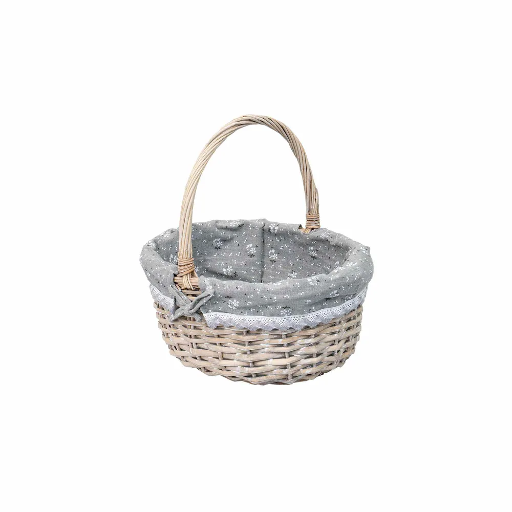 Set 3 cosuri de rachita ovale, gri inchis plus material textil / ZTS 8004