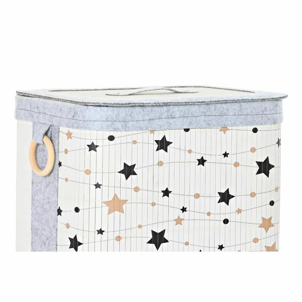 Set de Coșuri DKD Home Decor Alb Negru Gri Auriu* Bambus Stele 41 x 31 x 42 cm (4 Piese) (2 Unități)