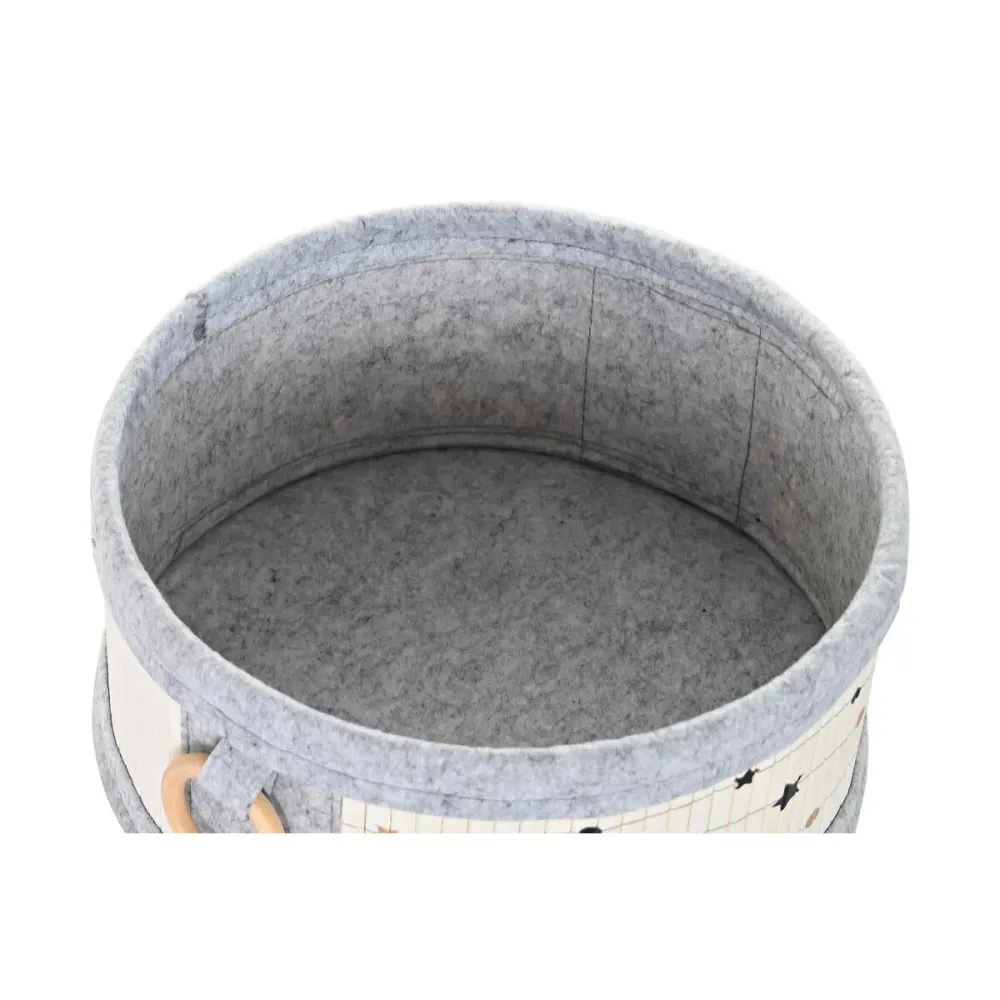 Set de Coșuri DKD Home Decor Alb Negru Gri Auriu* Bambus Stele 41 x 31 x 42 cm (4 Piese) (2 Unități)