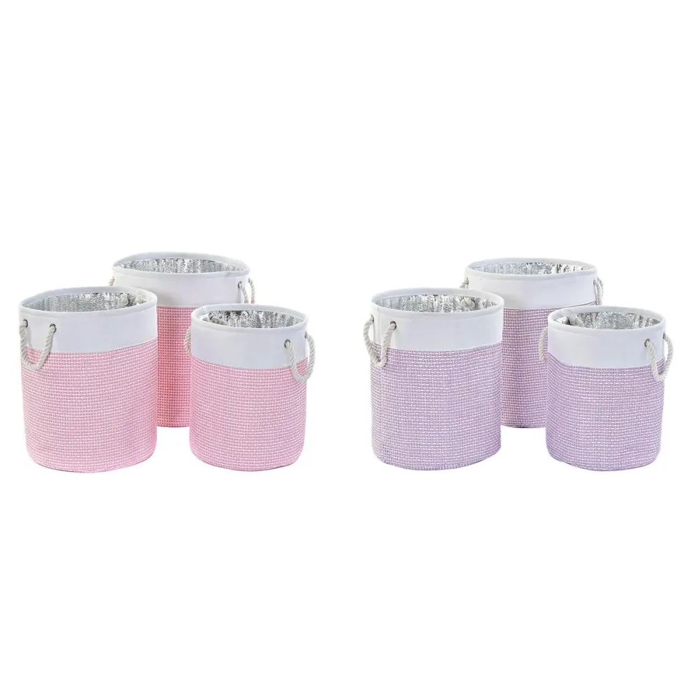 Set de Coșuri DKD Home Decor Poliester 40 x 40 x 49 cm (2 Unități)