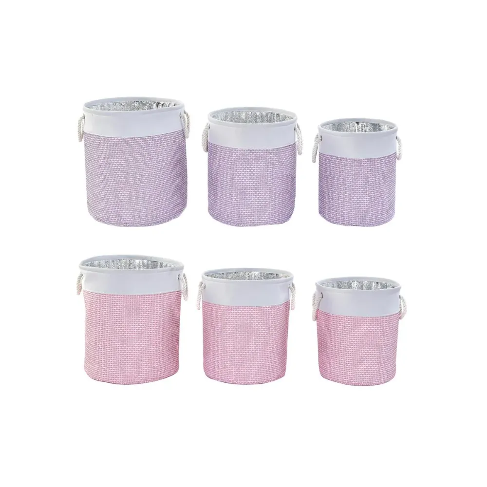 Set de Coșuri DKD Home Decor Poliester 40 x 40 x 49 cm (2 Unități)