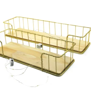 Set 2 etajere suspendate, aurii cu luminite Led, 44.5*13*7.5 cm, D62