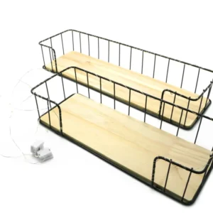 Set 2 Etajere Suspendate, Luminite Led, Negru, Naimeed D61N, 44.5x13x7.5 cm
