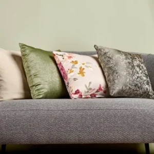 Set 4 fețe pernă – Husă pernă decorativă 40×40, tafta texturată, bej, verde, model floral, verde cu striații crem