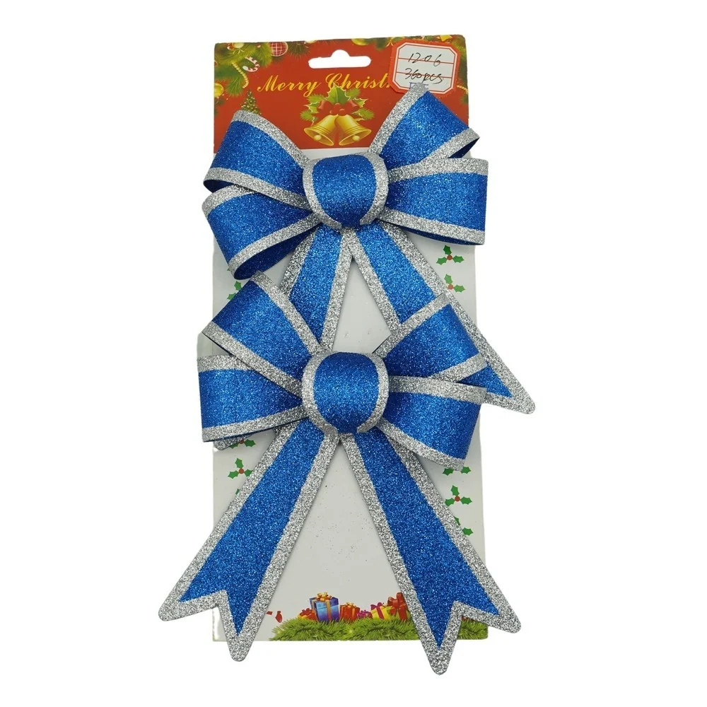 Set 2 fundite pentru brad, Albastre, cu margini argintii, 13 x 18 cm, PVC, Vivimall