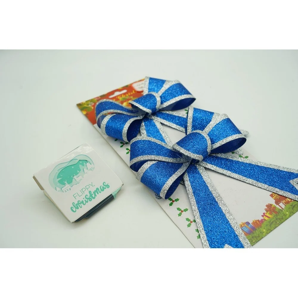 Set 2 fundite pentru brad, Albastre, cu margini argintii, 13 x 18 cm, PVC, Vivimall