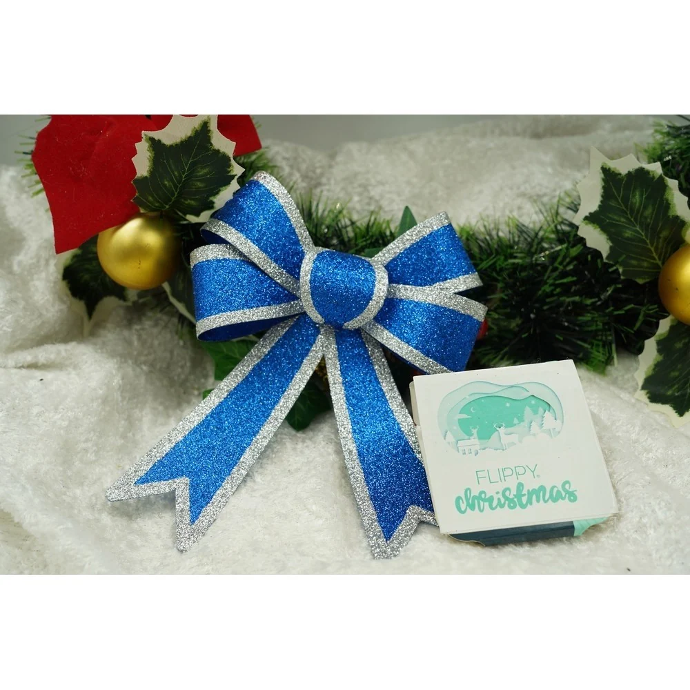 Set 2 fundite pentru brad, Albastre, cu margini argintii, 13 x 18 cm, PVC, Vivimall