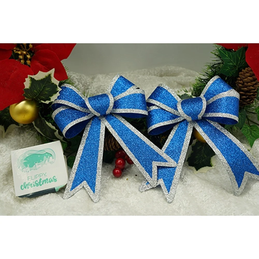 Set 2 fundite pentru brad, Albastre, cu margini argintii, 13 x 18 cm, PVC, Vivimall