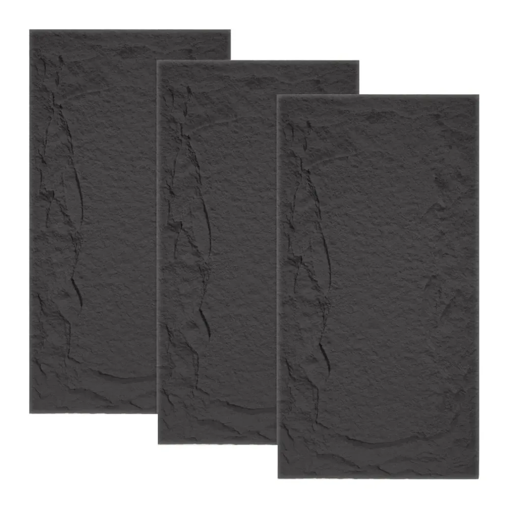 Set 3 x Panou Decorativ 3D, Naimeed D5751, ultrausor, design elegant, PU, 120 x 60 x 5 cm, Negru