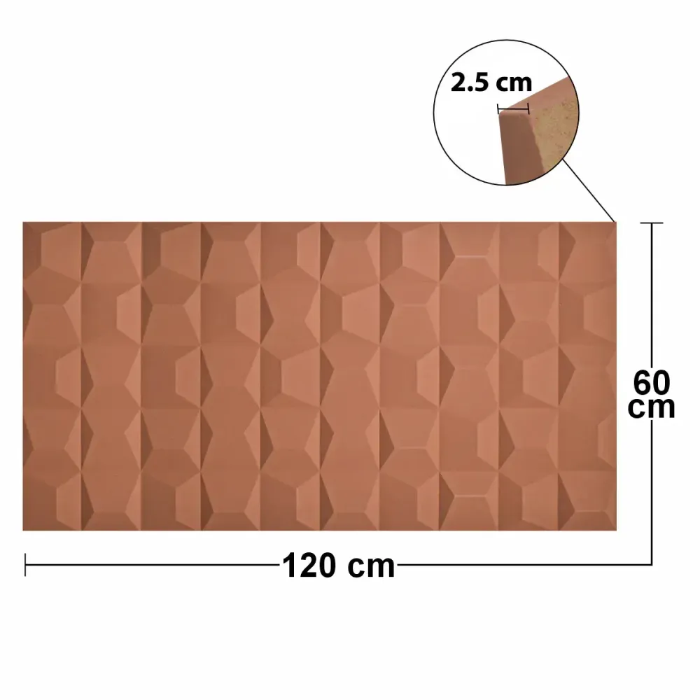 Set 12 x Panou Decorativ 3D, Naimeed D5773, ultrausor, design elegant, PU, 120 x 60 x 2.5 cm, Caramiziu inchis