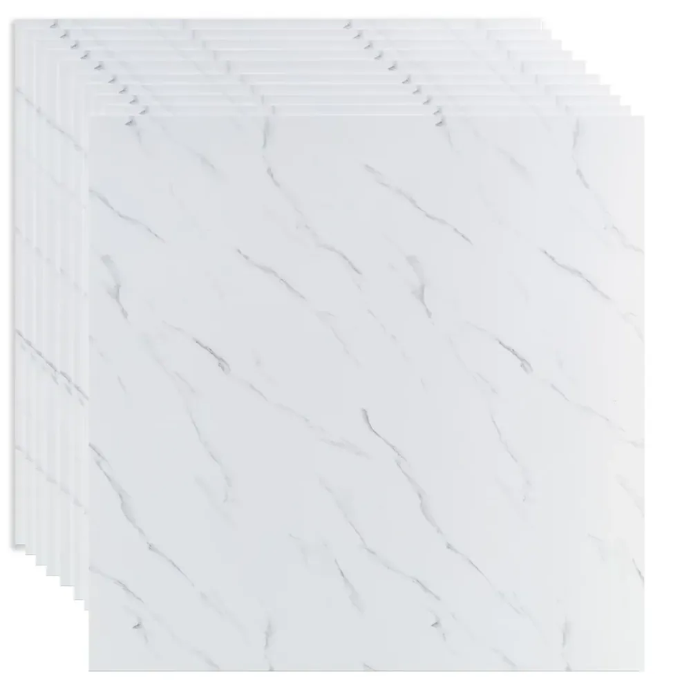 Set 10 panouri decorative, Autoadeziv, suprafata acoperita 3.6 mp, Naimeed D3515, 60x60 cm, Marmura Alba