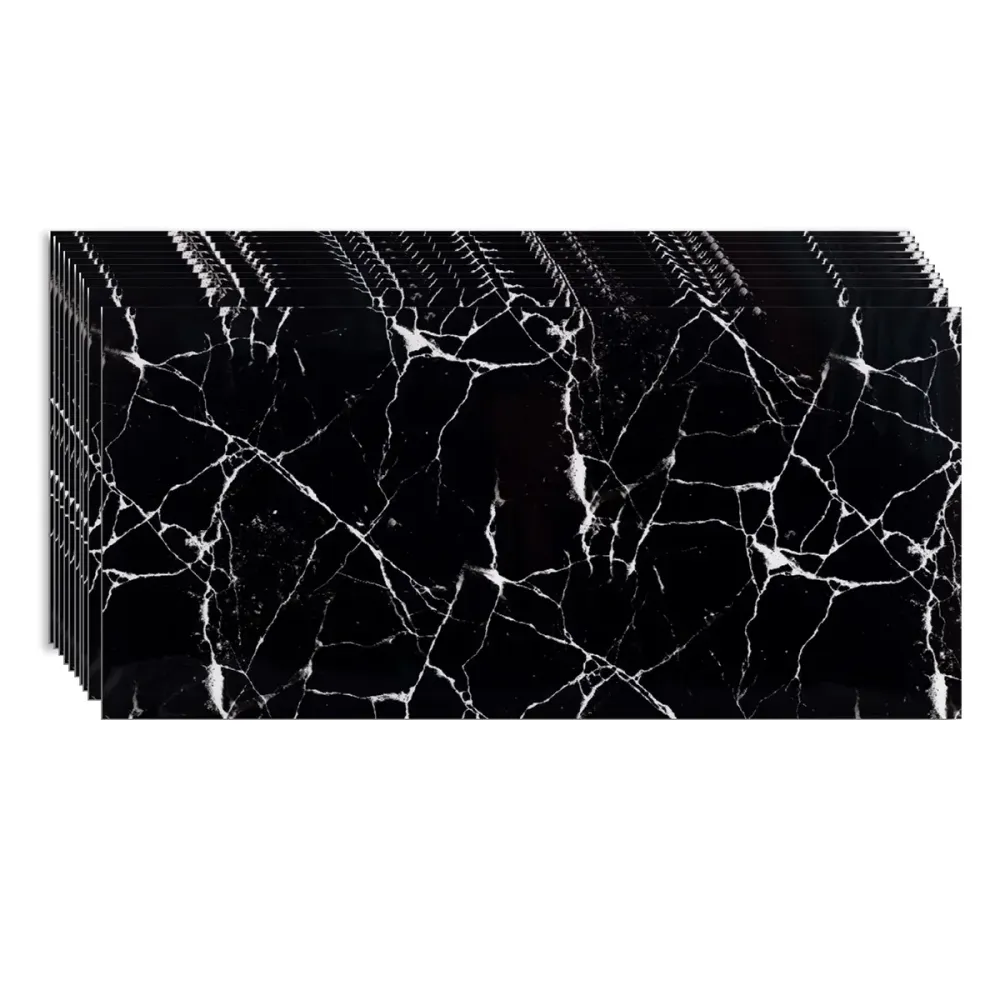 Set 10 panouri decorative, Autoadeziv, suprafata acoperita 1.8 mp, Naimeed D3492, 30x60 cm, Marmura Neagra