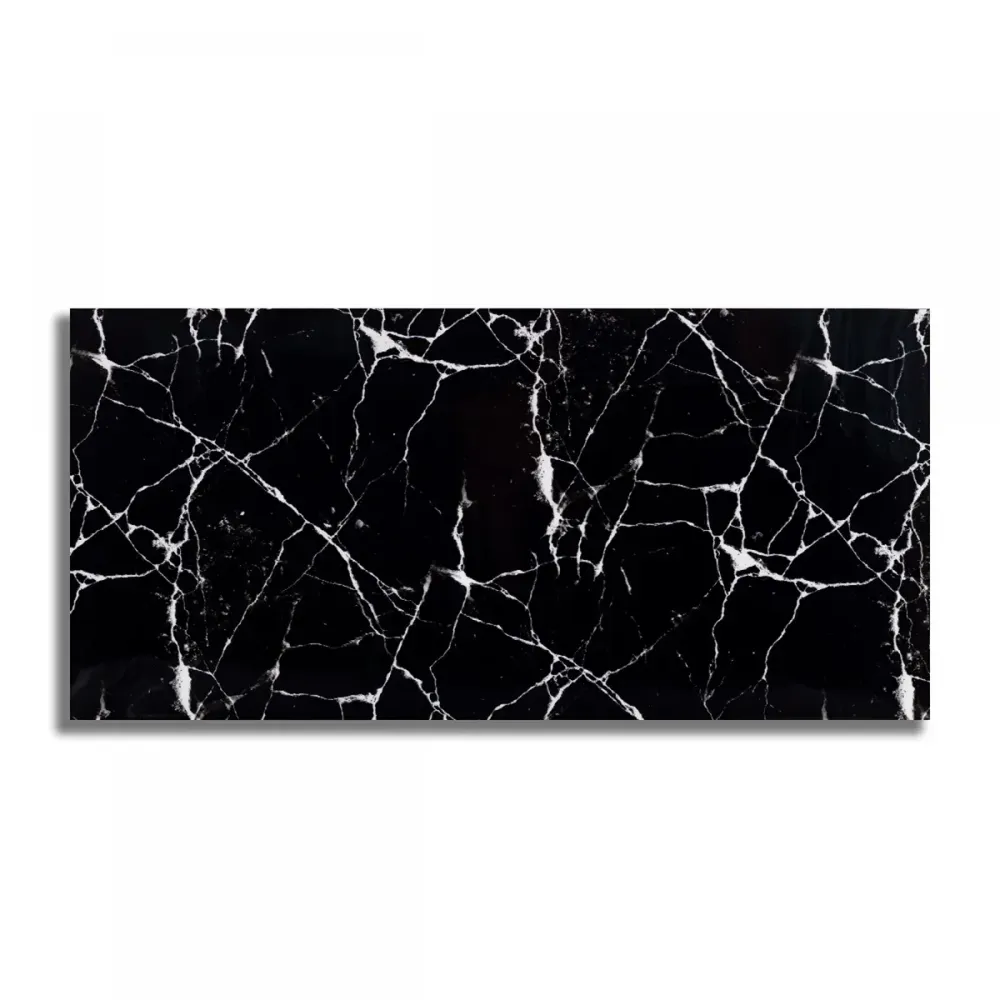 Set 10 panouri decorative, Autoadeziv, suprafata acoperita 1.8 mp, Naimeed D3492, 30x60 cm, Marmura Neagra