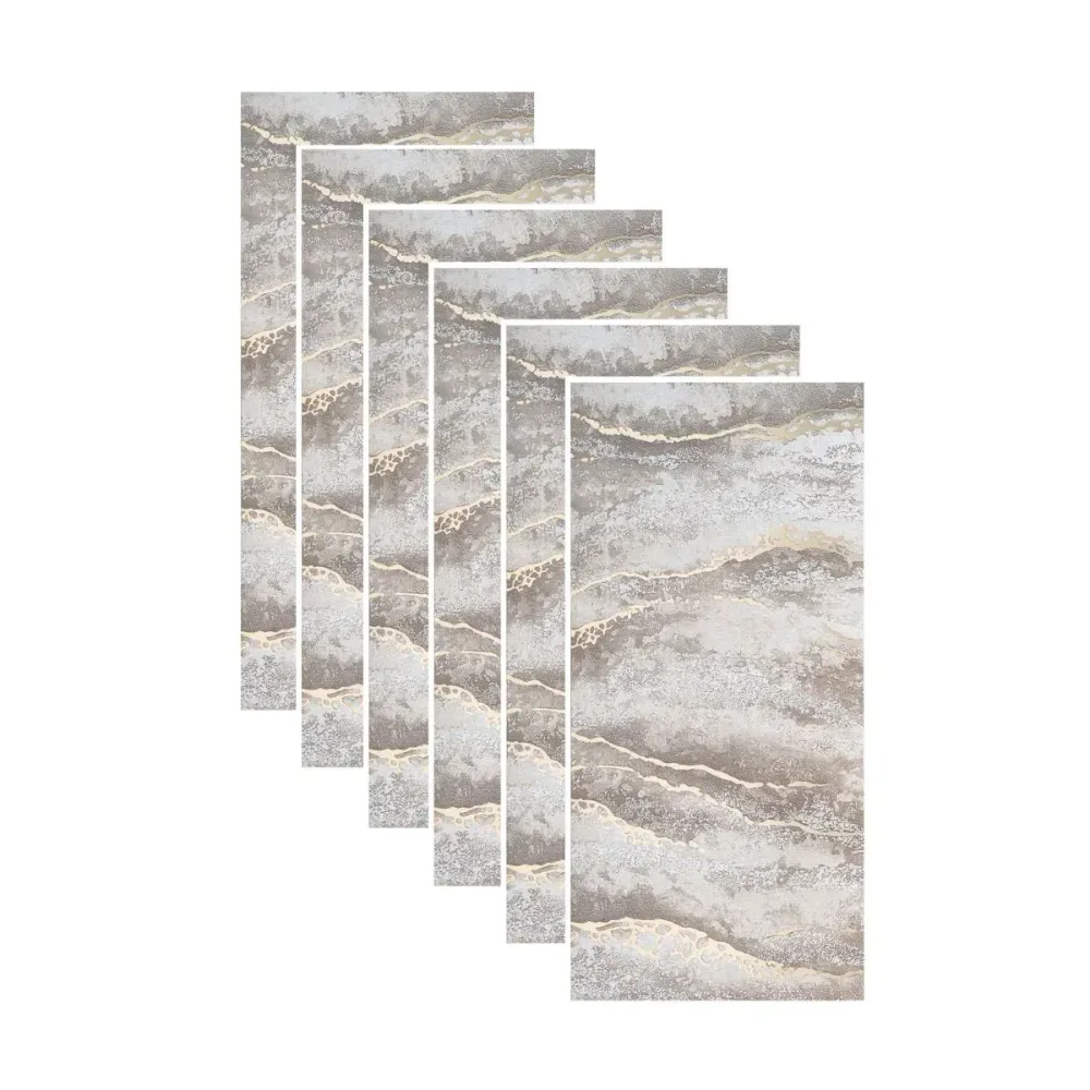 Set 6 panouri decorative autoadezive cu folie de aluminiu, efect marmura, suprafata acoperita 1.08 m², Naimeed D7128, 60x3...