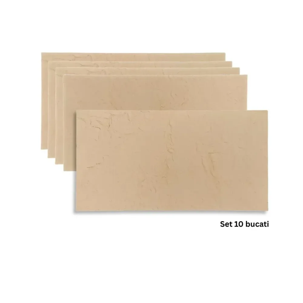 Set 10 panouri decorative din praf de piatra, Naimeed D7317, flexibile, ignifuge, strat protector ceramic, rezistente la r...
