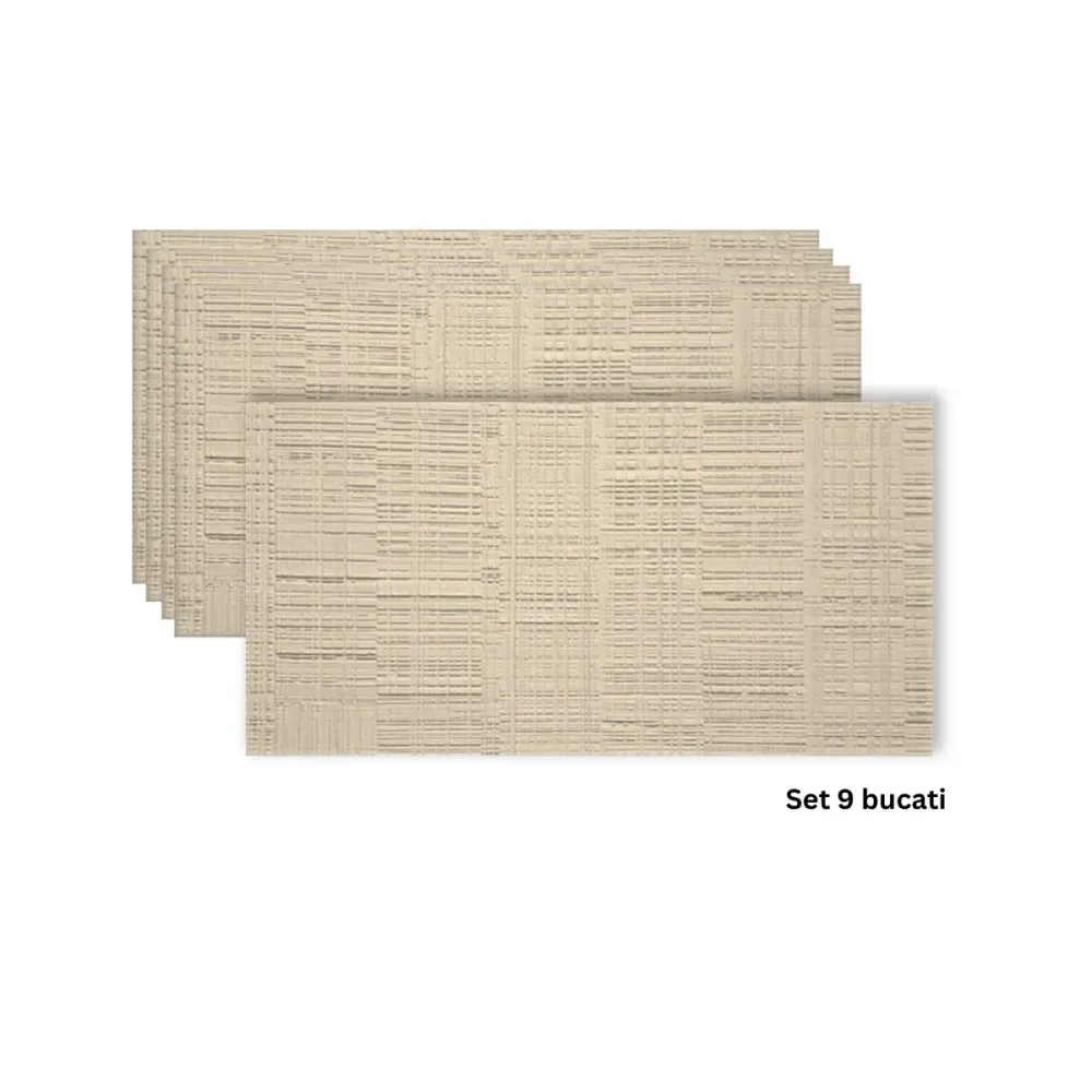 Set 9 panouri decorative din praf de piatra, Naimeed D7327, flexibile, ignifuge, rezistente la razele UV, 120x60x0.2 cm, b...