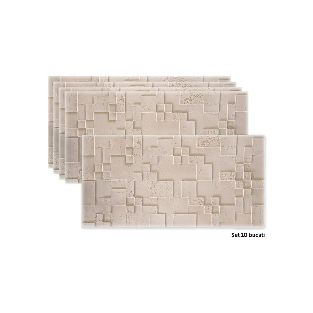 Set 10 panouri decorative din praf de piatra, Naimeed D7363, flexibile, ignifuge, strat protector ceramic, rezistente la r...