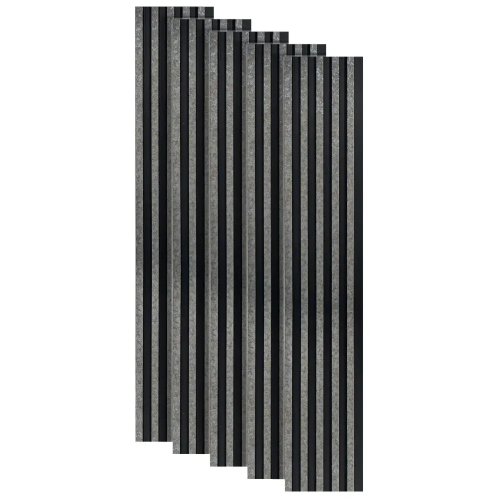 Set 5 panouri decorative, riflaj, polimer rigid, Naimeed D5494, 270x12x1cm, Negru/Gri