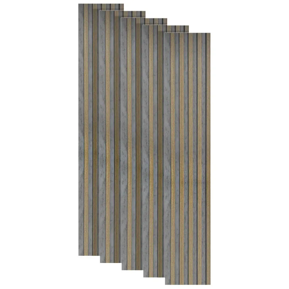 Set 5 panouri decorative, riflaj, polimer rigid, Naimeed D5495, 270x12x1cm, Gri/Maro
