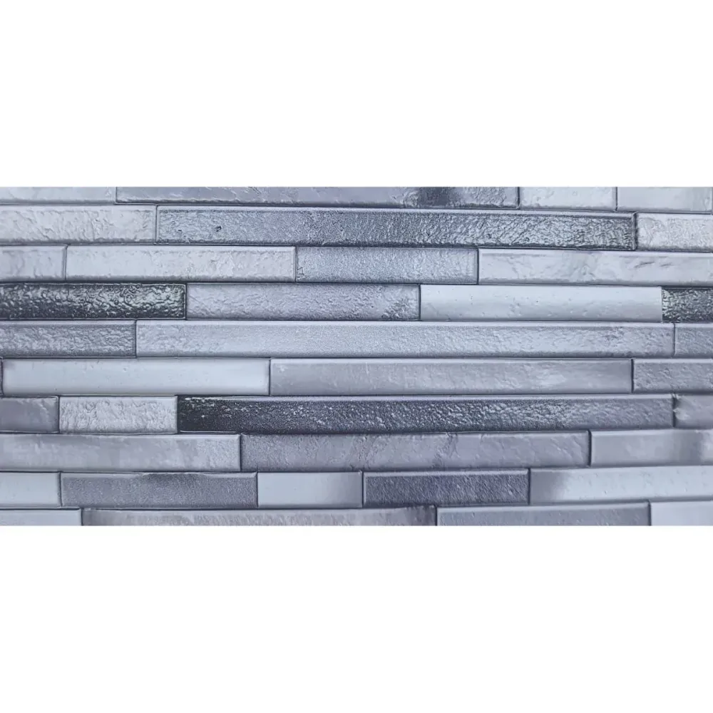Set 12 panouri decorative, SXP + PVC, autoadezive, imitatie mozaic de piatra cu textura relief, Naimeed D2949-model-1, 60x...