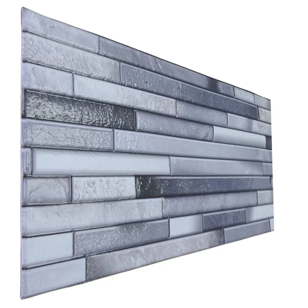 Set 12 panouri decorative, SXP + PVC, autoadezive, imitatie mozaic de piatra cu textura relief, Naimeed D2949-model-1, 60x...